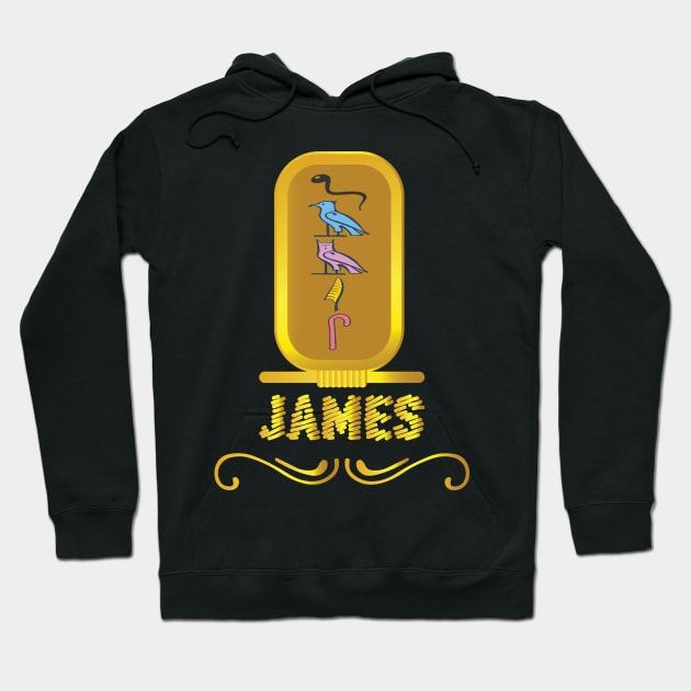 JAMES-American names in hieroglyphic letters-James, name in a Pharaonic Khartouch-Hieroglyphic pharaonic names Hoodie by egygraphics